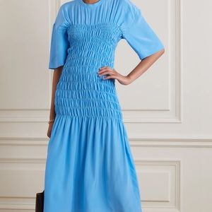 Stella McCartney Silk Smocked Midi Dress